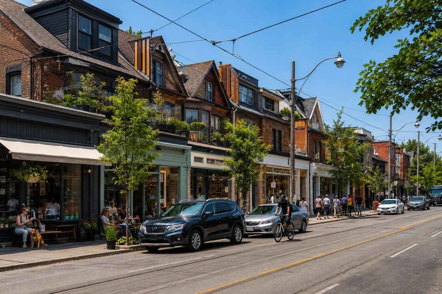 Storefronts along Dundas Street West in The Junction.