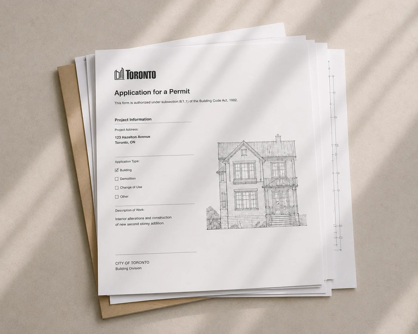 Ontario building permit document.