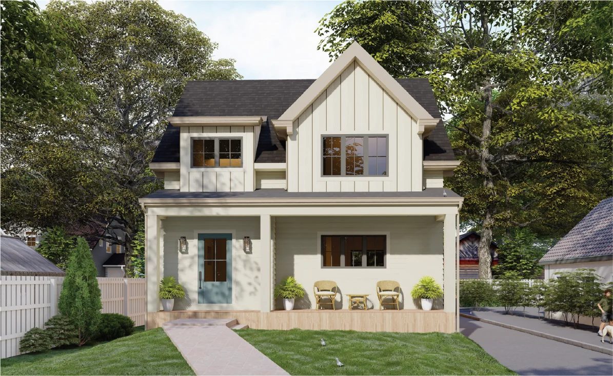 Three-dimensional rendering of a residential interior produced by Waterfront’s design studio.