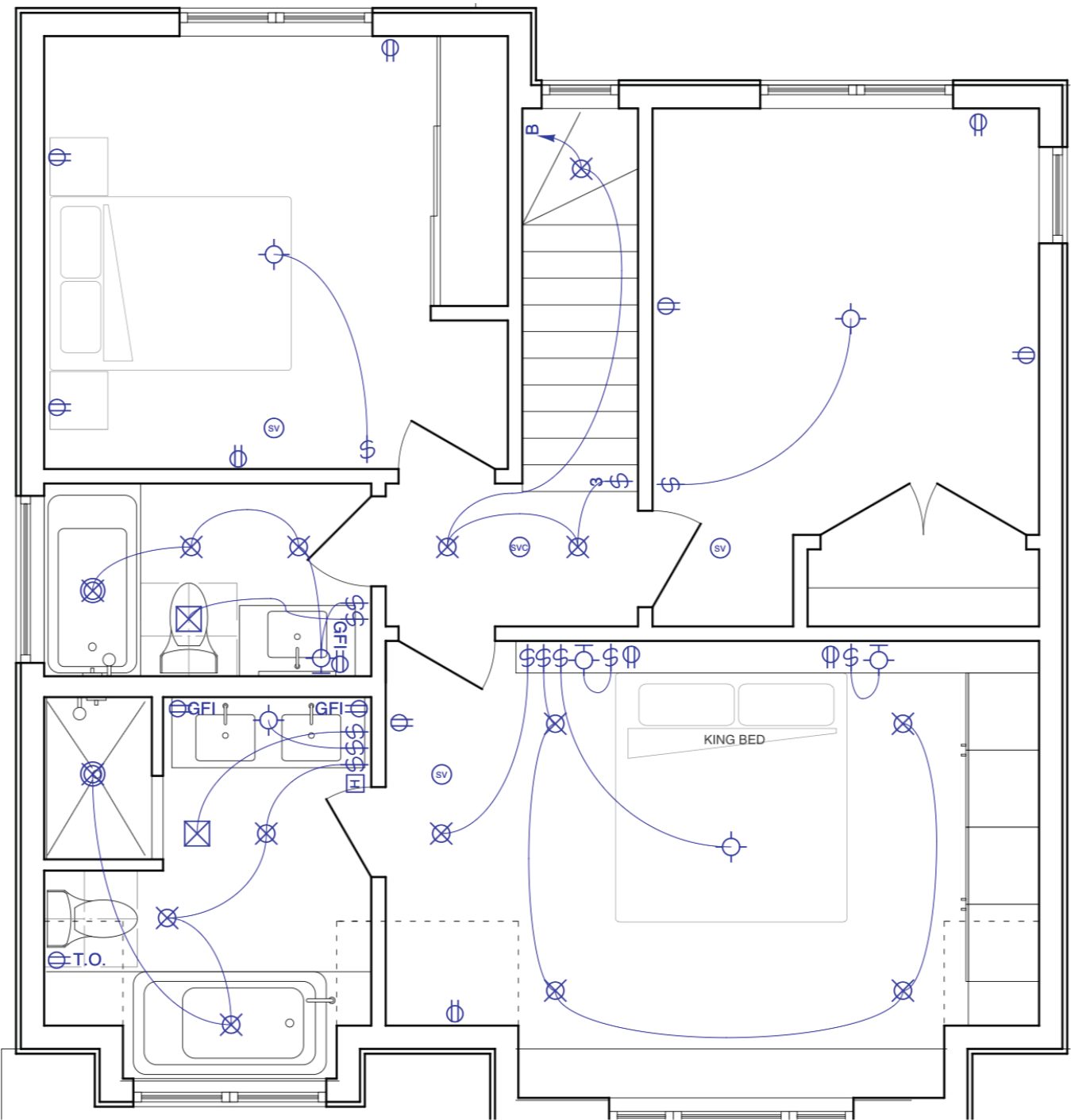 Residential electrical plan drawing produced by Waterfront’s design studio.