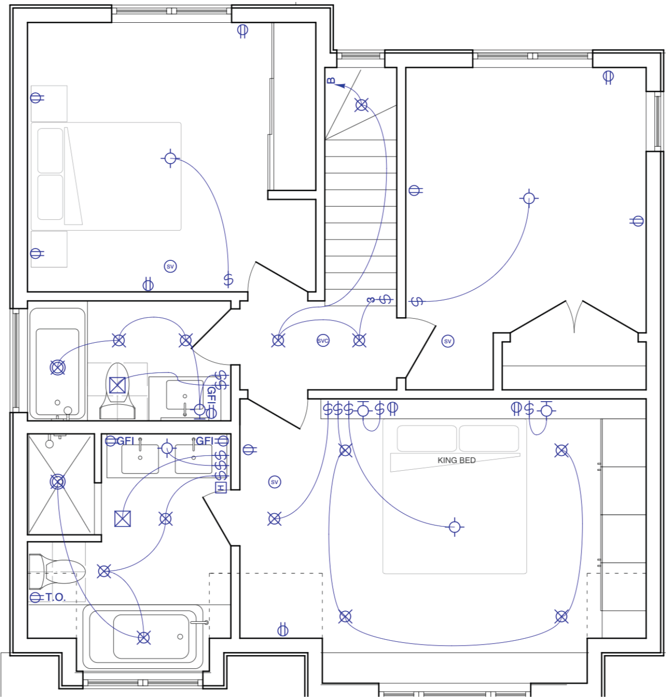 Residential electrical plan drawing produced by Waterfront’s design studio.