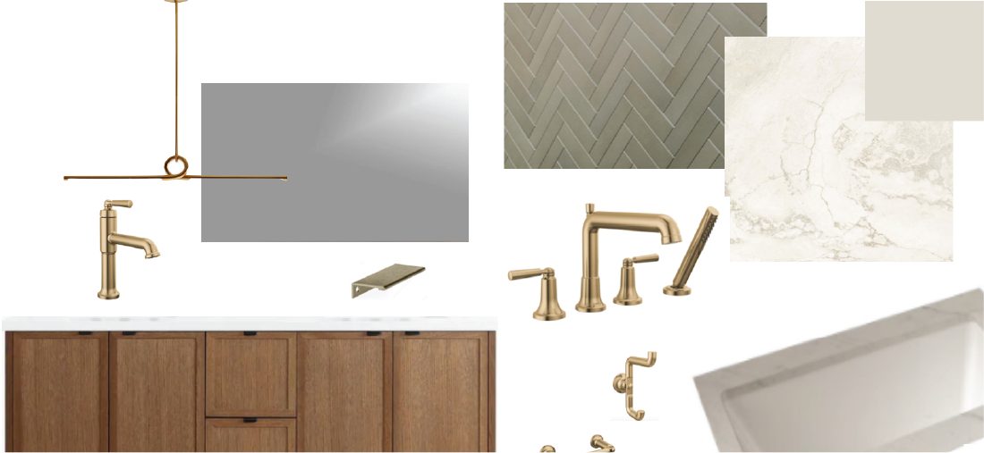 Mood board of material and finish samples from Waterfront’s design studio.