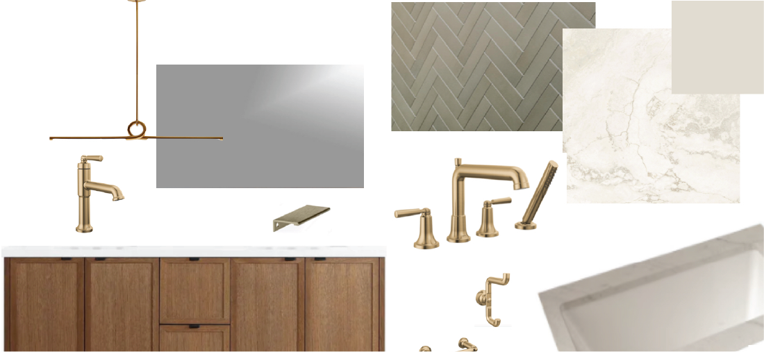 Mood board of material and finish samples from Waterfront’s design studio.